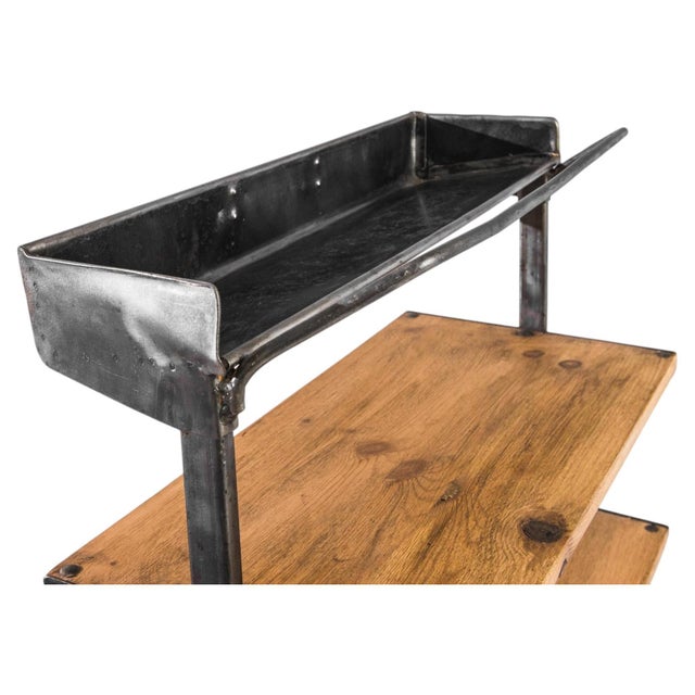 1960s 1960s Czech Industrial Wrought Iron and Wood Étagère For Sale - Image 5 of 8