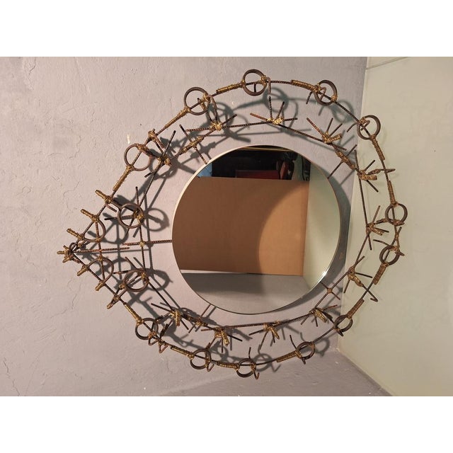 Vintage Round Mirror with Iron Props from Morgan Rida, 2000s For Sale - Image 10 of 18