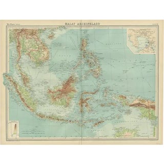 Map of South East Asia Showing the Malay Archipelago, 1922 For Sale