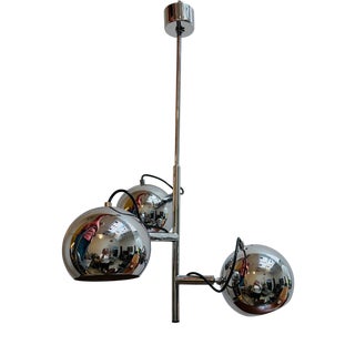 Mid-Century French Chrome-Plated Eyeball Pendant Lamp, 1970s For Sale