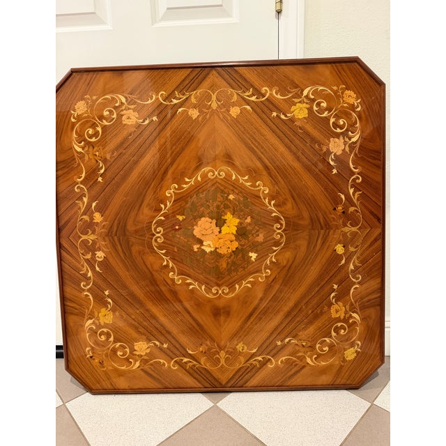 Italian Octagonal Multi-Game Table With 4 Chairs, Inlaid Wood, Chess, Backgammon & Roulette, 1980s For Sale - Image 10 of 10