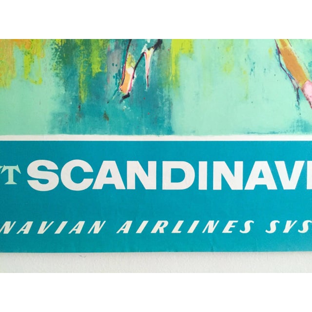 Scandinavian Arlines Vintage 1960 Mid Century Modern Lithograph Print Otto Nielsen Collector's Travel Poster For Sale - Image 11 of 13