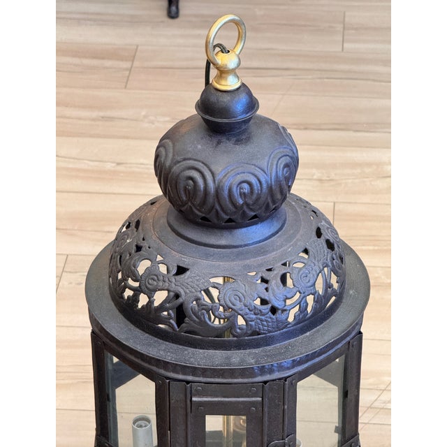 Metal Pair of Late 19th / Early 20th Century German Pierced Metal Octagonal Lanterns For Sale - Image 7 of 11