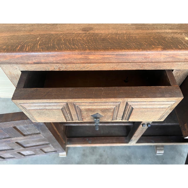 Late 19th Century Spanish Baroque Carved Walnut Tuscan Three Drawer Credenza or Buffet For Sale - Image 11 of 18