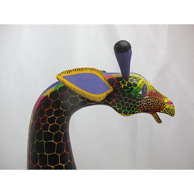 Oaxacan Alebrije Hand Carved Giraffe Mexico Wood Folk Art Large Animal Figurine For Sale - Image 12 of 17