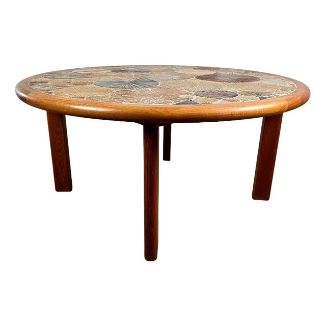 Coffee Table in Teak & Ceramic by Tue Poulsen for Haslev Møbelsnedkeri, 1960s For Sale