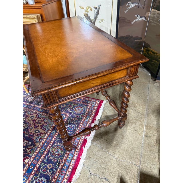 Late 20th Century Late 20th Century English Barley Twist Leather Top Desk For Sale - Image 5 of 12