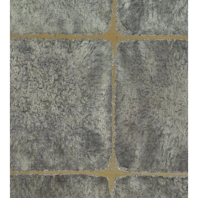 The House of Scalamandre Silver Leaf Squares Wallcovering, Silver on Gold For Sale