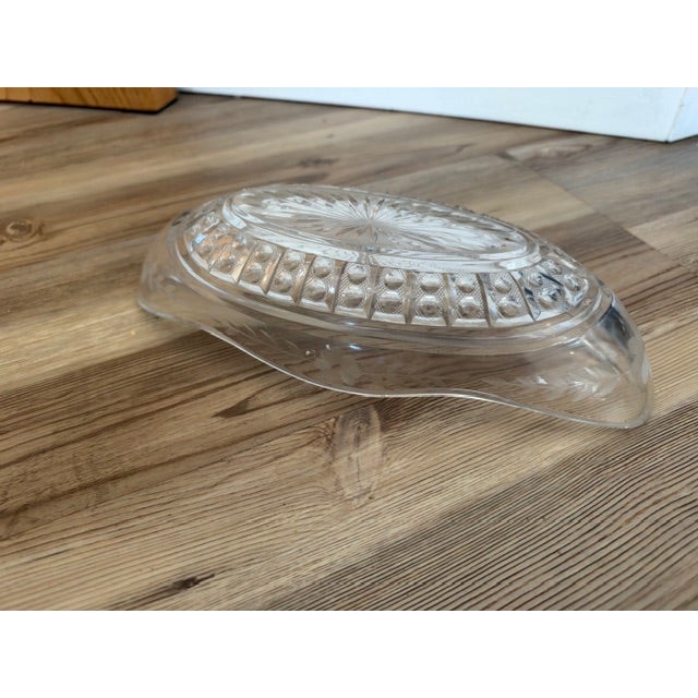 Mid-Century Modern Vintage Pressed Clear Glass Oval Celery or Relish Dish For Sale - Image 3 of 11