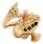Mid 20th Century Diamond Emerald Fish Bypass Ring 14K Yellow Gold Size 5.5 For Sale