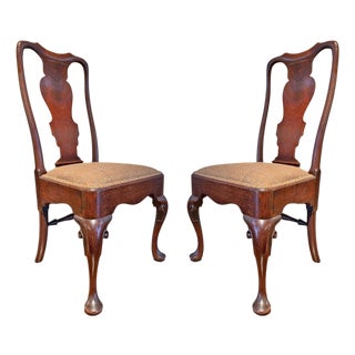 Pair of 18th Century English Queen Anne Side Chairs For Sale