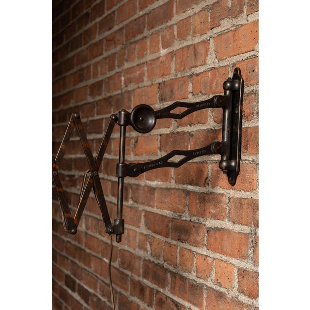 Early 20th Century Japanned Copper Scissor Arm Wall Lamp by F. W. Hardy For Sale - Image 15 of 18