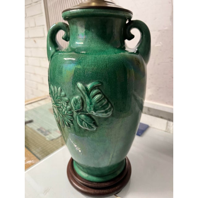 Late 19th Century Antique Awaji Pottery Vase Lamp For Sale - Image 5 of 10