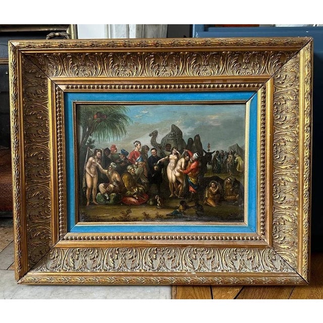 J. Muller, The Slave Market, 19th Century, Oil Painting on Copper Plate For Sale - Image 9 of 9