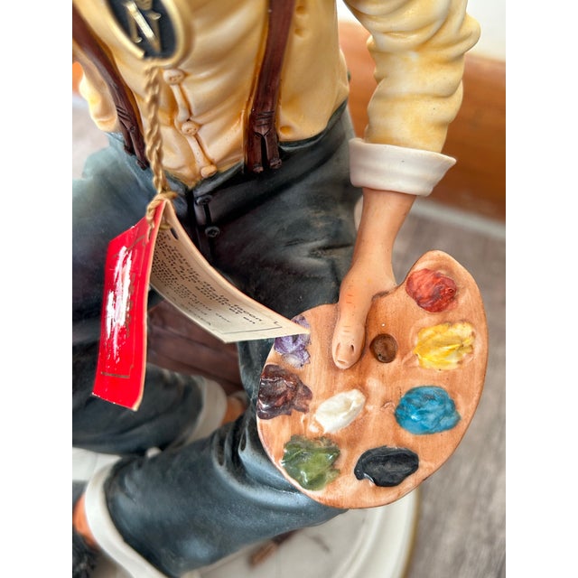 Vintage Signed Rori Capodimonte Figurine Painter at Easel Venice Torre Dell Orologio La Medea Italy Flawless With Tag For Sale - Image 6 of 11