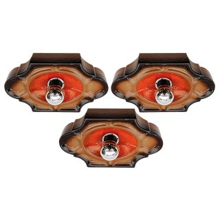 Mid-Century Modern Ceramic Wall Lights, 1960s, Set of 3 For Sale