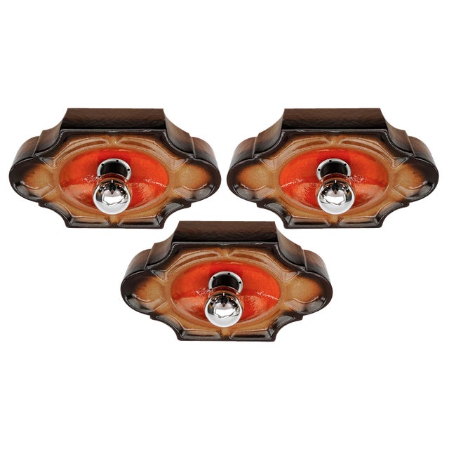 Mid-Century Modern Ceramic Wall Lights, 1960s, Set of 3 For Sale