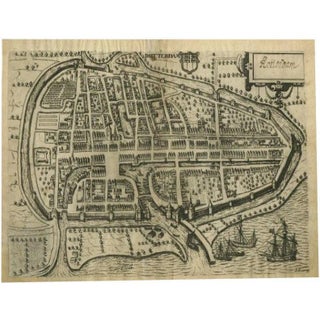 Antique Map of the City of Rotterdam by Guicciardini, 1600 For Sale
