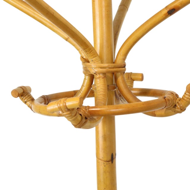 Large Standing Rattan Coat Rack in Brass, 1970s For Sale - Image 10 of 14