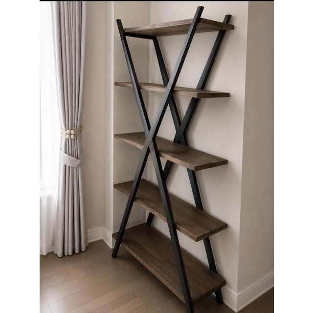 Art Deco Restoration Hardware Wyatt Bookcase / Open Shelving Unit – Excellent Condition For Sale - Image 3 of 3