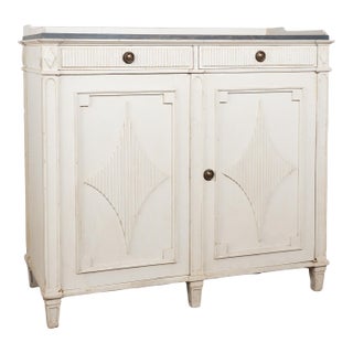 19th Century White Swedish Gustavian Sideboard Buffet Cabinet For Sale
