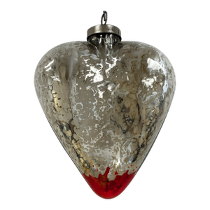 Large Mercury Glass Sacred Heart Ornament / Ex-Voto Style Heart