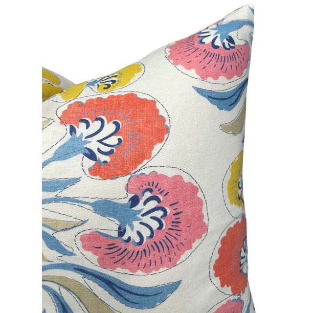 Traditional Tybee Floral Pillow Cover in Coral, 20x20 Pillow For Sale - Image 3 of 3
