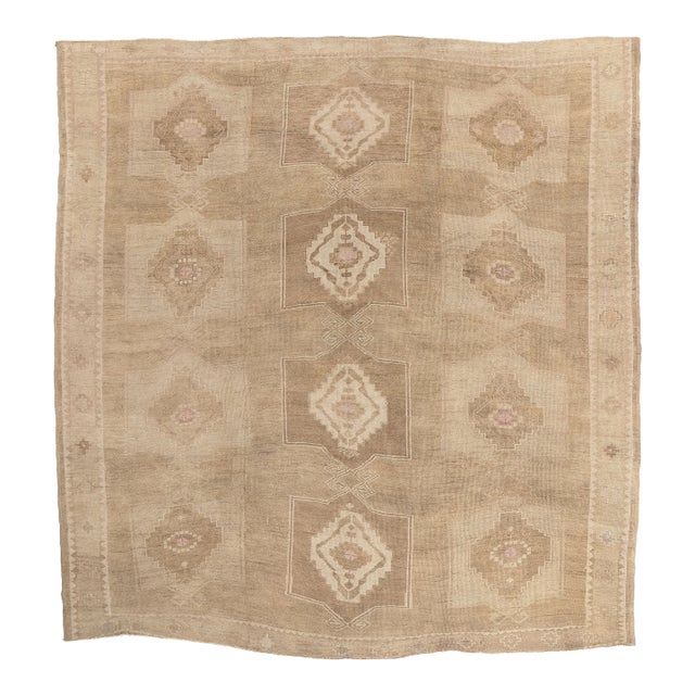 Earth-Tone Vintage Turkish Kars Rug, 10'00 X 10'08 For Sale
