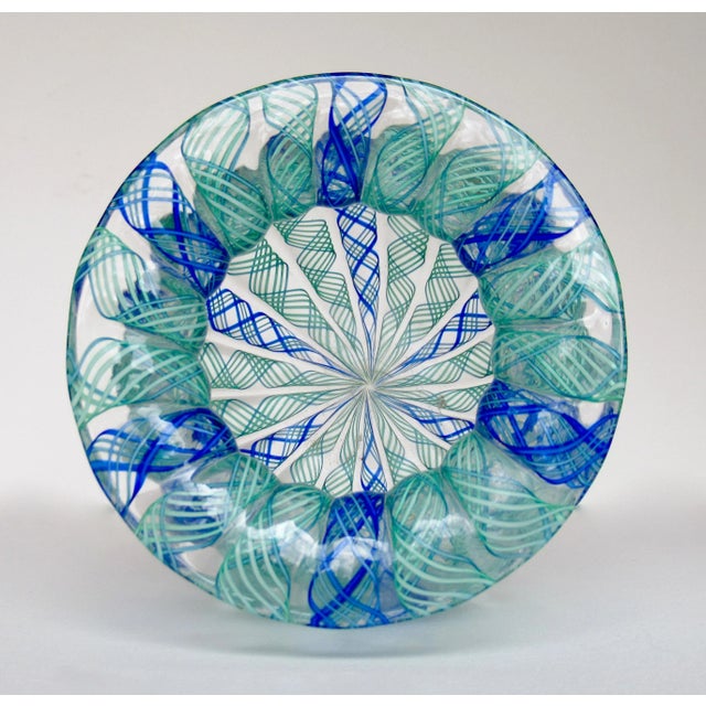 Vintage C.1960's Italian Hand-Blown Fratelli Toso "Latticino" Ribbon Murano Decorative "Bulbous" Vessel/Bowl For Sale - Image 9 of 13