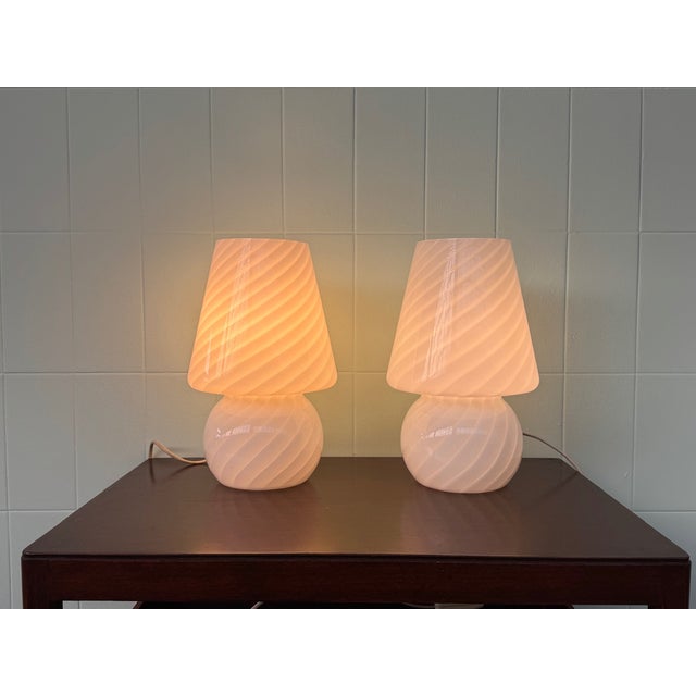 Vintage Italian Lamps with Murano Glass Lampshades, 1970s, Set of 2 For Sale - Image 13 of 13