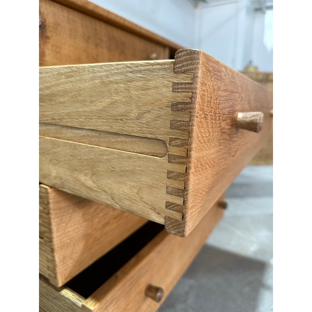 Henning Kjaernulf Henning Kjaernulf Mid Century Danish Oak Carved Brutalist Credenza For Sale - Image 4 of 10