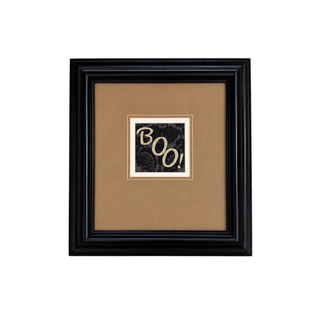 A sophisticated take on Halloween décor, this charming framed “Boo!” artwork combines dramatic black velvet-looking...