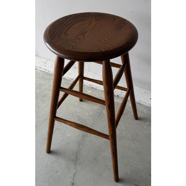 Folk Art Mid 20th Century Pair of Signed Wooden Stools For Sale - Image 3 of 6