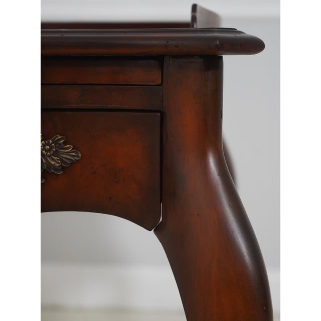 Wood Maitland Smith French Country Mahogany Leather Top Writing Desk For Sale - Image 7 of 18