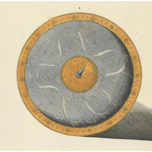 Ornate Spiked and Circular Shields, 1842, Lithograph For Sale - Image 4 of 6