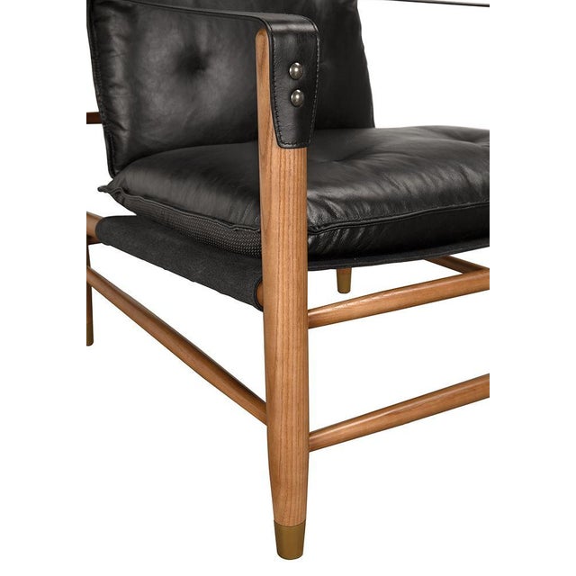 NOIR Luther Chair, Ebony Black Leather For Sale In Los Angeles - Image 6 of 7