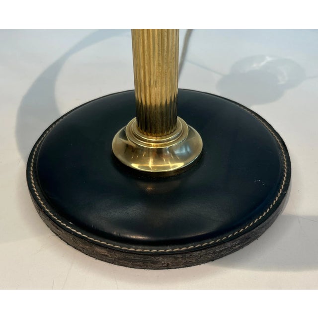 1970 Black Leather and Brass Desk Lamp in the Style of Jacques Adnet For Sale - Image 11 of 12