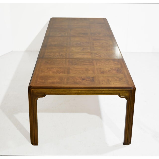 Mid-Century Modern Mid-Century Chin Hua Burlwood Extendable Dining Table Corinthian Collection by Drexel Heritage 141" For Sale - Image 3 of 16
