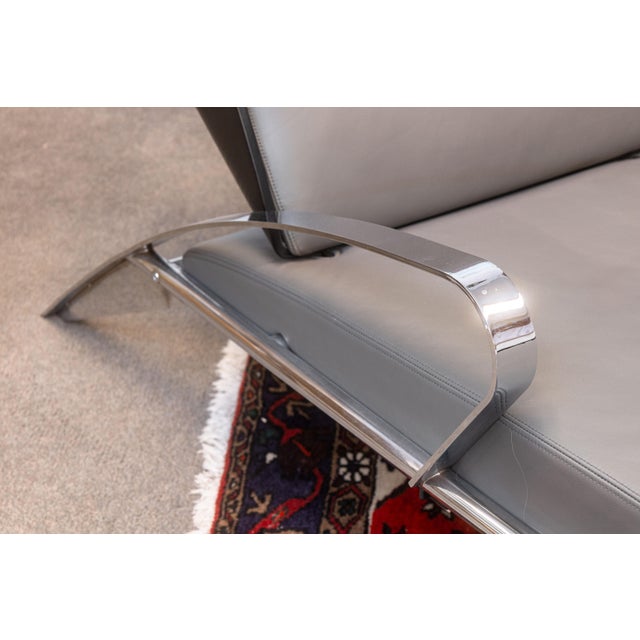 1980s Massimo Iosa Ghini for Moroso Leather and Steel Post Modern Lounge Chair For Sale In Detroit - Image 6 of 8