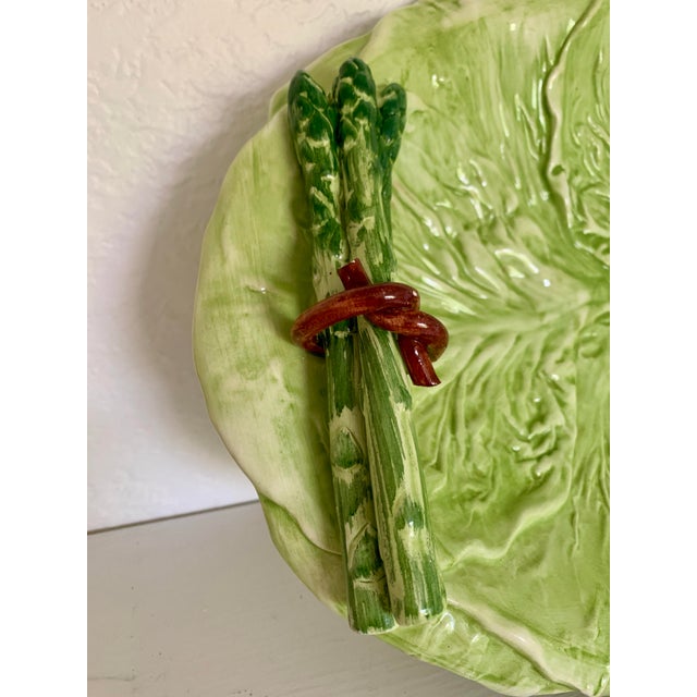 Vintage Italian Cabbage Leaf Asparagus Platter For Sale - Image 4 of 5