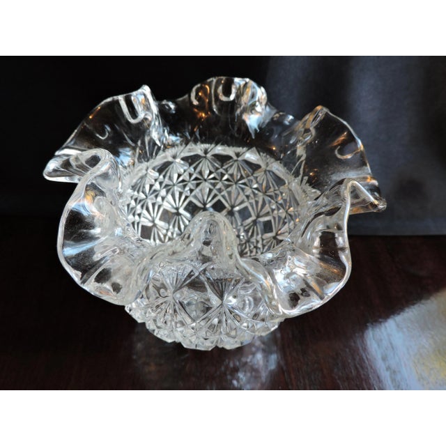 1950s Vintage 1950's Fenton Art Glass Co. Cut Block Crimped Small Vase For Sale - Image 5 of 10