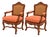 Pair of Cane-Back Armchairs in Tangerine Stripe For Sale