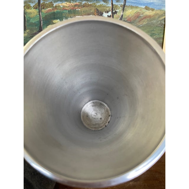 Vintage Towle Silversmiths Modernist Metal Vase With Black and Mother-of-Pearl Geometric Inlay For Sale - Image 9 of 9