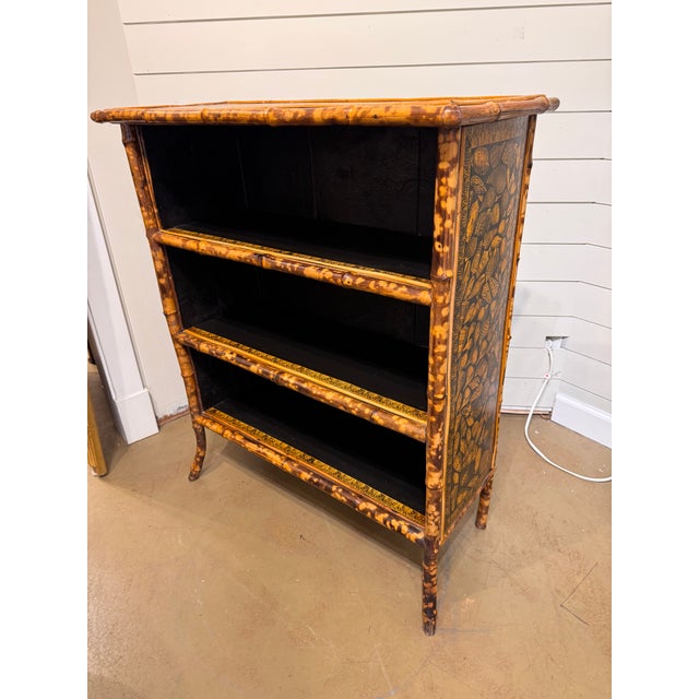 19th Century Bamboo Decoupage Bookshelf For Sale - Image 10 of 13