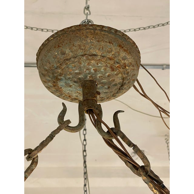 Antique Italian Style Horizontal Nine Light Rustic Chandelier Rewired For Sale - Image 12 of 12