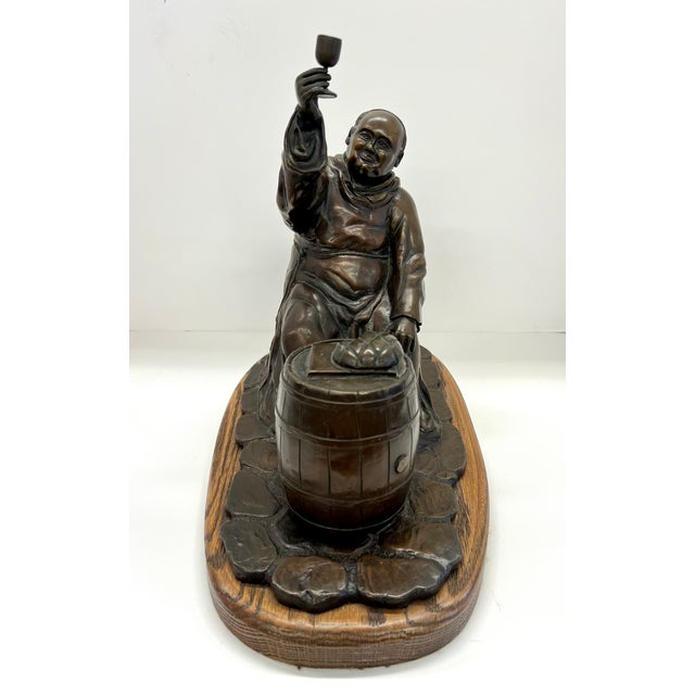 Vintage Bronze Monk Sculpture on a Wooden Base - Signed L Unnasch 3/15 1979 For Sale - Image 4 of 10