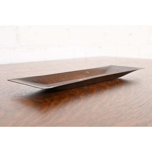 Art Deco Heintz Arts & Crafts Sterling Silver on Bronze Pen Tray For Sale - Image 3 of 12