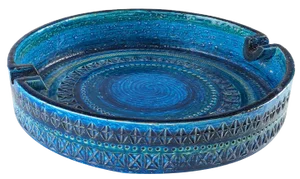 Large Blue Ceramic Ashtray by Aldo Londi for Bitossi, 1950s