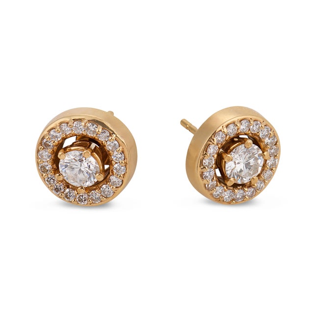 Contemporary Vintage 2.20 Carat Diamond 14k Yellow Gold Stud Jacket Earrings, Pair For Sale - Image 3 of 6