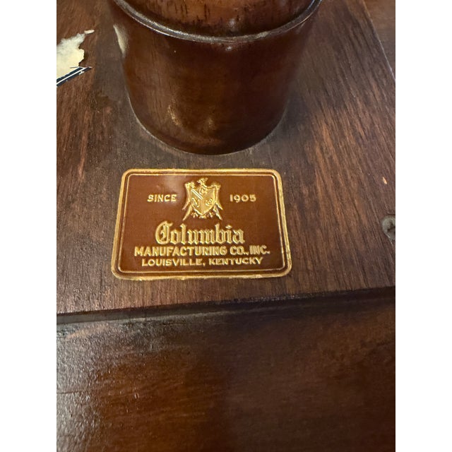 Wood Vintage Columbia Manufacturing Co. Figured Wood Pie-Crust Pedestal Side Table For Sale - Image 7 of 7